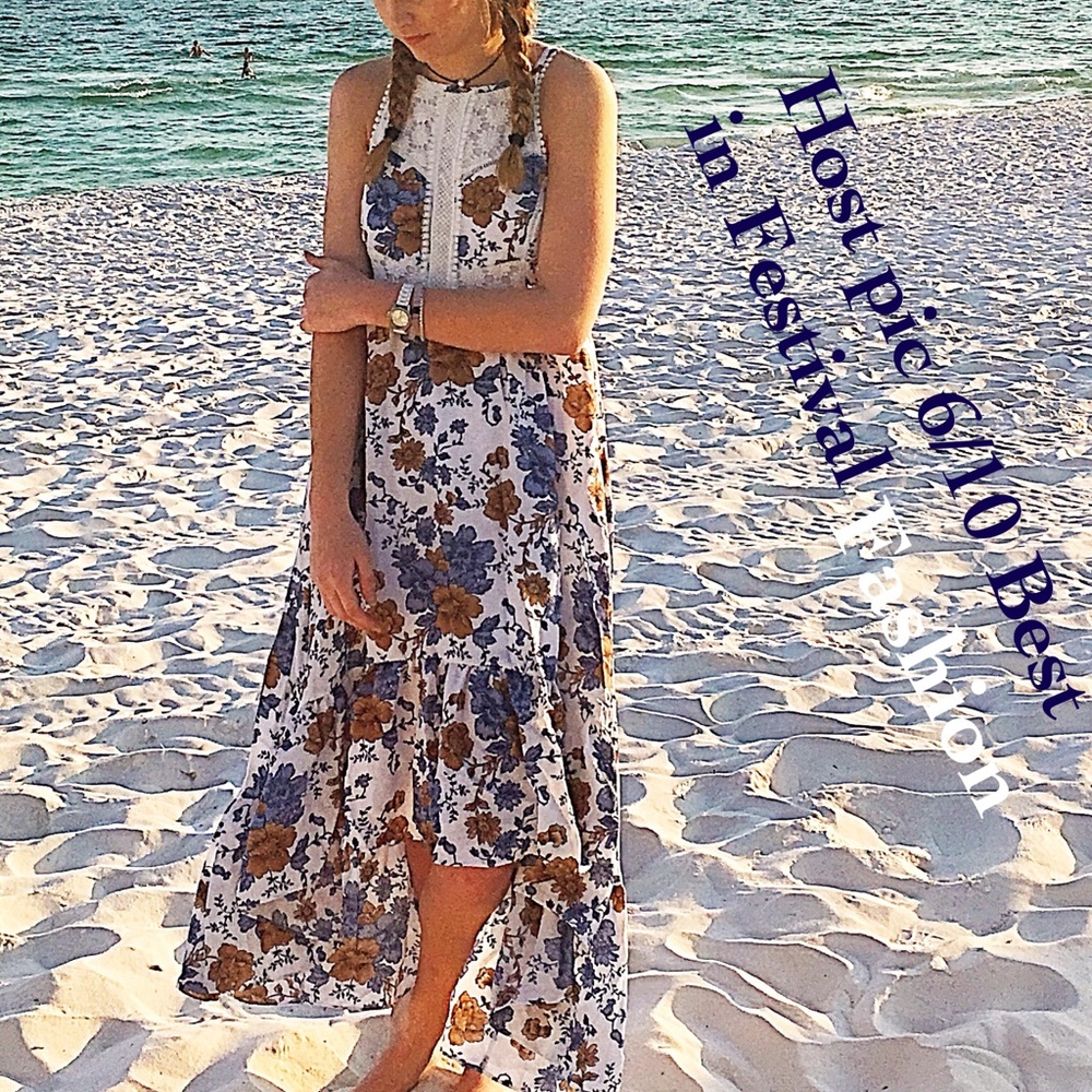 Baja Sandy Beach Foral Hi-Lo Maxi